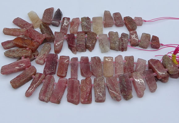 CTD3588 Top drilled 10*20mm - 12*40mm sticks strawberry quartz beads