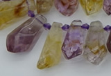 CTD3623 Top drilled 9*18mm - 16*30mm faceted nuggets ametrine beads