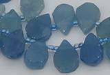 CTD3629 Top drilled 12*15mm - 15*18mm flat teardrop aquamarine beads