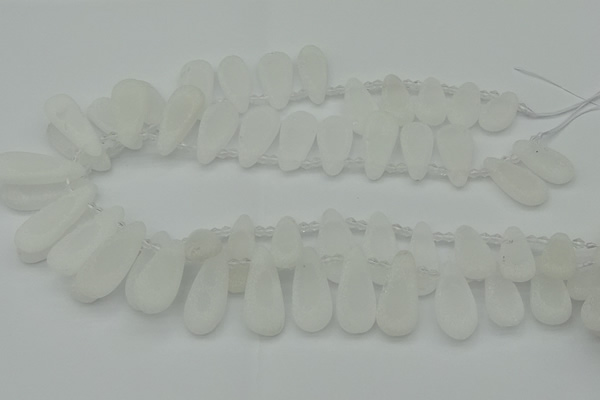 CTD3645 Top drilled 10*20mm - 15*45mm freeform matte white crystal beads