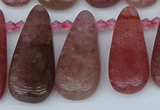 CTD3650 Top drilled 10*20mm - 15*45mm freeform strawberry quartz beads