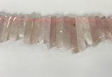 CTD3721 Top drilled 8*20mm - 10*50mm sticks rose quartz beads