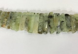 CTD3725 Top drilled 8*20mm - 10*50mm sticks green rutilated quartz  beads