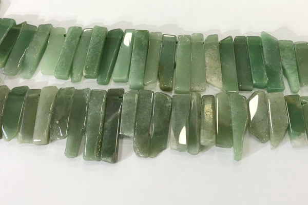 CTD3736 Top drilled 8*20mm - 10*50mm sticks green aventurine beads