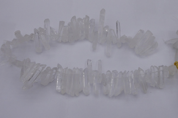 CTD375 Top drilled 6*25mm - 8*35mm sticks white crystal beads