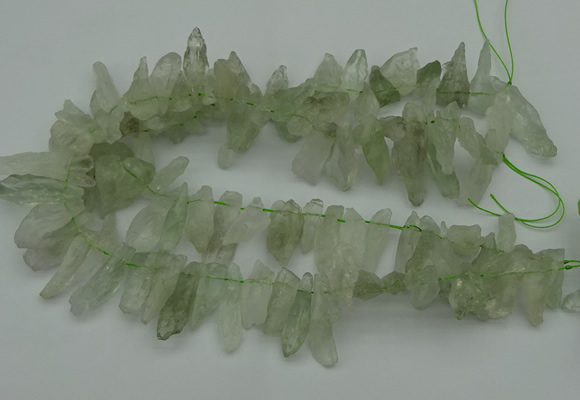 CTD412 Top drilled 8*25mm - 12*40mm nuggets green quartz beads