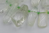 CTD454 15.5 inches 8*20mm - 15*38mm freeform green phantom quartz beads