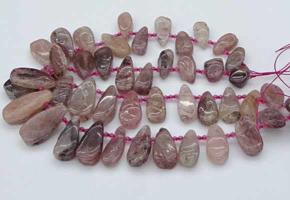 CTD484 Top drilled 10*22mm - 15*45mm freeform strawberry quartz beads