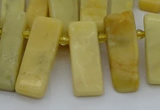 CTD498 Top drilled 10*25mm - 10*45mm sticks yellow jade beads