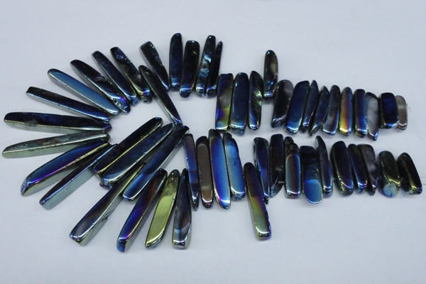 CTD528 Top drilled 10*25mm - 10*60mm wand plated agate beads