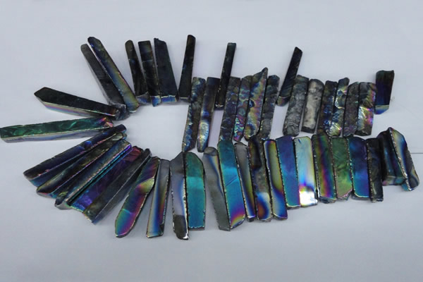 CTD536 Top drilled 10*30mm - 10*65mm wand plated agate beads