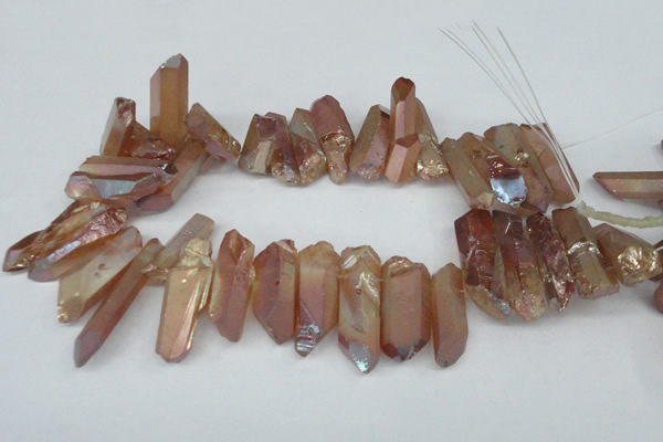 CTD547 Top drilled 12*25mm - 12*45mm nuggets plated quartz beads