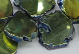 CTD573 Top drilled 20*30mm - 30*45mm freeform plated agate beads