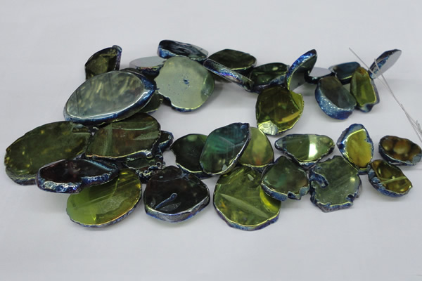 CTD573 Top drilled 20*30mm - 30*45mm freeform plated agate beads