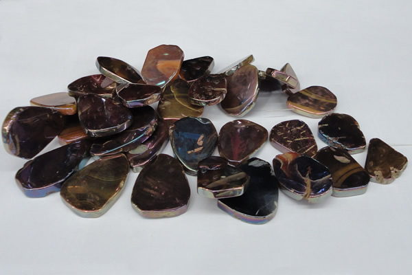 CTD574 Top drilled 20*30mm - 30*45mm freeform plated agate beads