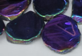 CTD575 Top drilled 20*30mm - 30*45mm freeform plated agate beads