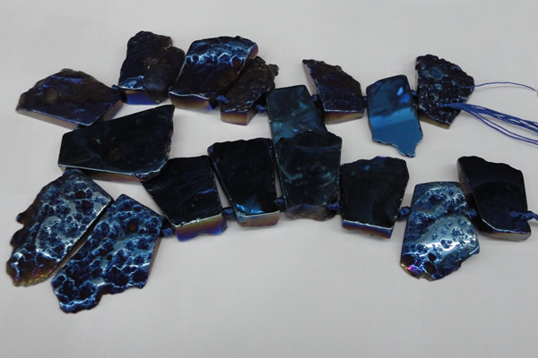 CTD579 Top drilled 20*30mm - 30*50mm freeform plated agate beads