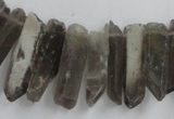 CTD927 Top drilled 6*18mm - 6*35mm wand smoky quartz beads