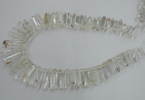 CTD935 Top drilled 6*15mm - 7*40mm wand AB grade white crystal beads