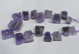 CTD941 Top drilled 14*20mm - 28*35mm freeform druzy amethyst beads