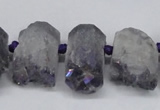 CTD998 Top drilled 15*20mm - 20*25mm nuggets plated druzy amethyst beads