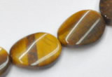 CTE04 twisted flat oval 15*20mm yellow tiger eye beads wholesale