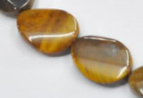 CTE05 15*30mm twisted flat oval yellow tiger eye beads wholesale