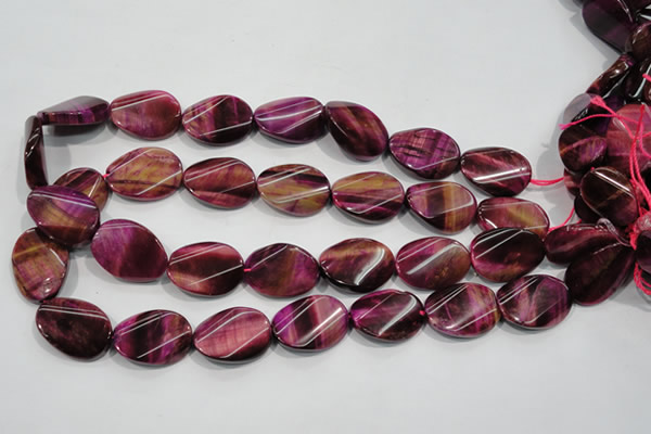 CTE1009 15.5 inches 18*25mm twisted oval dyed red tiger eye beads