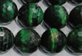 CTE1018 15.5 inches 18mm faceted round dyed green tiger eye beads