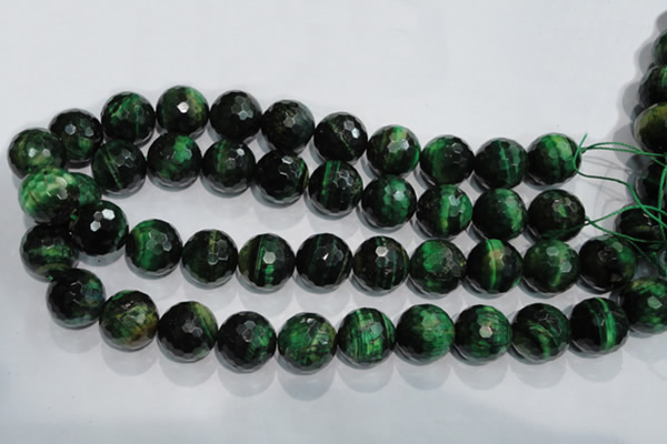 CTE1018 15.5 inches 18mm faceted round dyed green tiger eye beads