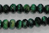 CTE1022 15.5 inches 6*10mm faceted rondelle dyed green tiger eye beads