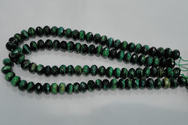 CTE1022 15.5 inches 6*10mm faceted rondelle dyed green tiger eye beads