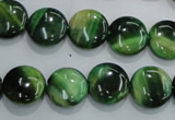 CTE1062 15.5 inches 12mm flat round dyed green tiger eye beads