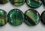 CTE1066 15.5 inches 18mm flat round dyed green tiger eye beads