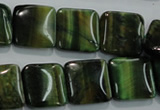 CTE1072 15.5 inches 15*15mm square dyed green tiger eye beads