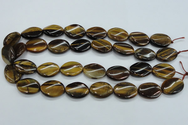 CTE110 15.5 inches 18*25mm twisted oval yellow tiger eye beads