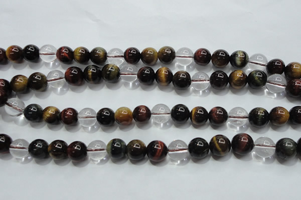 CTE1126 15 inches 8mm round mixed tiger eye & white crystal beads