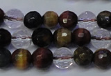 CTE1131 15 inches 6mm faceted round mixed tiger eye & white crystal beads