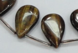 CTE125 16*26mm top-drilled flat teardrop yellow tiger eye beads wholesale