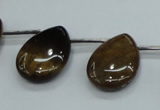 CTE126 18*25mm top-drilled flat teardrop yellow tiger eye beads wholesale