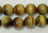 CTE131 15.5 inches 14mm round yellow tiger eye gemstone beads