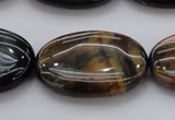 CTE1367 15.5 inches 25*35mm oval yellow & blue tiger eye beads