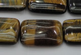 CTE1380 15.5 inches 15*20mm rectangle yellow & blue tiger eye beads