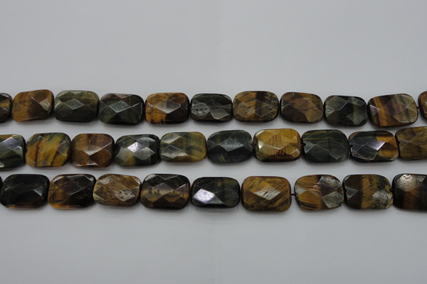 CTE1388 15.5 inches 15*20mm faceted rectangle yellow & blue tiger eye beads