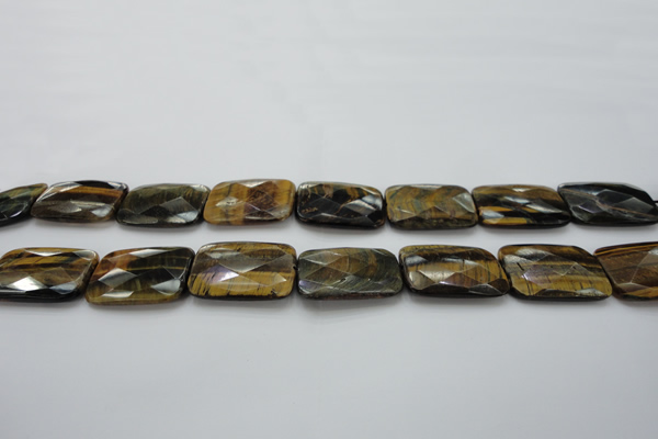 CTE1391 15.5 inches 25*35mm faceted rectangle yellow & blue tiger eye beads