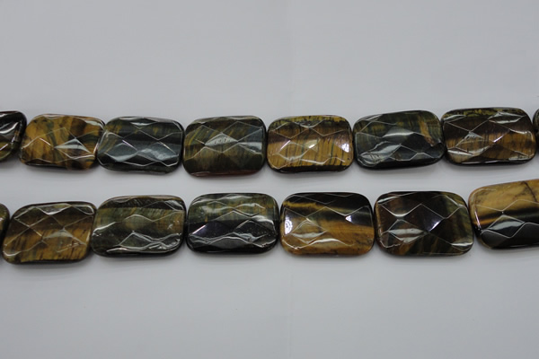 CTE1392 15.5 inches 30*40mm faceted rectangle yellow & blue tiger eye beads