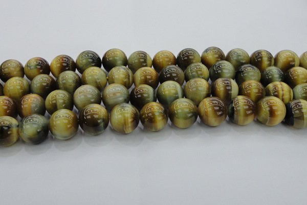 CTE1446 15.5 inches 16mm round golden & blue tiger eye beads