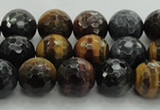 CTE1473 15.5 inches 10mm faceted round mixed tiger eye beads