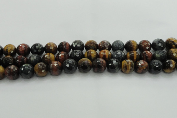 CTE1476 15.5 inches 16mm faceted round mixed tiger eye beads