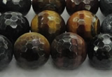 CTE1477 15.5 inches 18mm faceted round mixed tiger eye beads